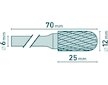 Fréza karbidová, válcová s kulovým čelem, ø 12x25 mm, stopka 6 mm - EXTOL INDUSTRIAL