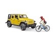 Jeep Wrangler Rubicon Unlimited s cyklistou a horským kolem BRUDER