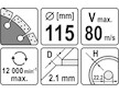 Kotouč řezný diamantový 115 x 22,2 x 2,1 mm