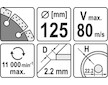 Kotouč řezný diamantový 125 x 22,2 x 2,2 mm