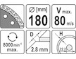 Kotouč řezný diamantový 180 x 22,2 x 2,8 mm turbo