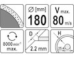 Kotouč řezný diamantový 180 x 25,4 x 2,2 mm hladký