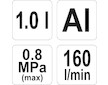 Pískovací pistole se zásobníkem 1.0L 160l/min YT-2376