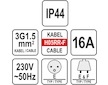 Prodlužovák elektrický-s gumovou izolací  16A,IP44  10 m