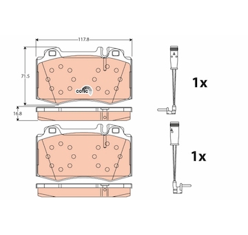 Sada brzdových destiček, kotoučová brzda TRW GDB1543