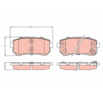 Sada brzdových destiček, kotoučová brzda TRW GDB3421