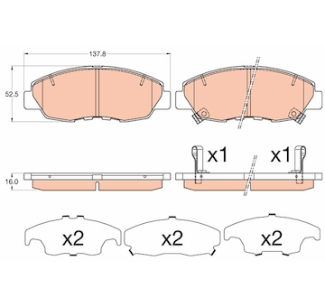 Sada brzdových destiček, kotoučová brzda TRW GDB3609