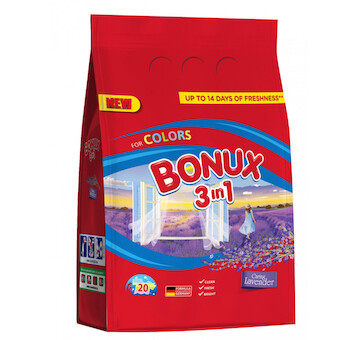 Bonux 3v1, prací prášek, 20PD=1,4-1,5kg Levandule Color