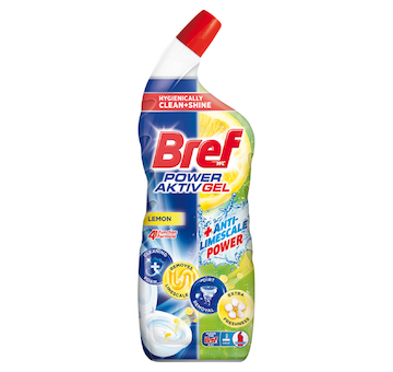 Bref Power Aktiv Gel WC čistič s efektem osvěžovače vzduchu Lemon 700ml