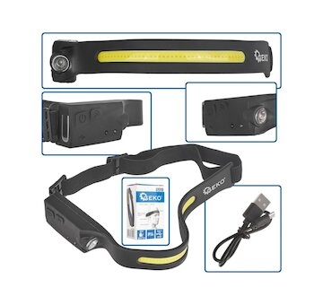 Čelovka s IR pohybovým senzorem, 350lm, COB LED/XPE LED, USB nabíjení KELTIN