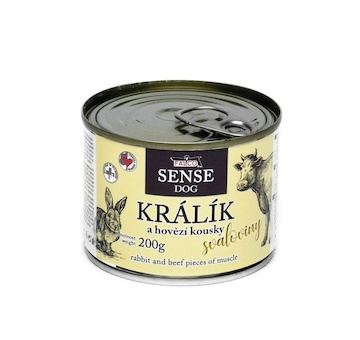 FALCO SENSE Dog králík a hovězí kousky svaloviny, konzerva 200 g