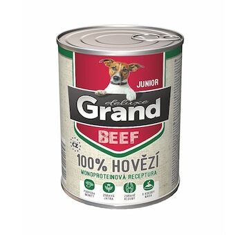 Grand deluxe Dog Junior 100 % hovězí, konzerva 400 g