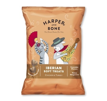 Harper and Bone Cat & Dog iberské měkké pamlsky kuře a krůta 90 g