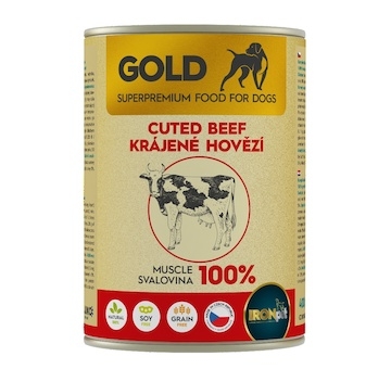 IRONpet Gold Dog Hovězí krájená svalovina, konzerva 400 g