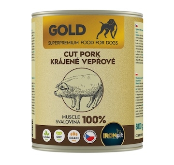 IRONpet Gold Dog Vepřová krájená svalovina, konzerva 800 g