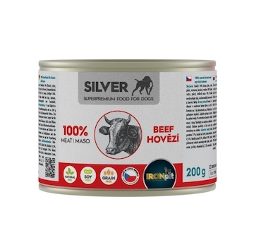 IRONpet Silver Dog Hovězí 100% masa, konzerva 200 g