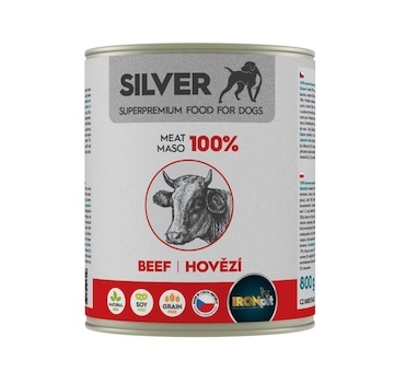 IRONpet Silver Dog Hovězí 100% masa, konzerva 800 g