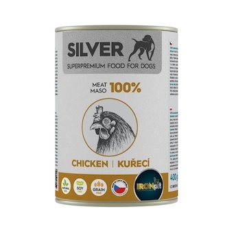 IRONpet Silver Dog Kuřecí 100% masa, konzerva 400 g