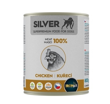 IRONpet Silver Dog Kuřecí 100% masa, konzerva 800 g