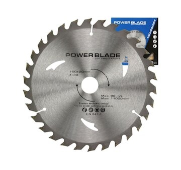 Kotouč pilový s SK plátky (vidiový), 160x30Tx20mm POWER BLADE