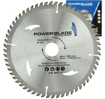 Kotouč pilový s SK plátky (vidiový), 160x60Tx22mm POWER BLADE