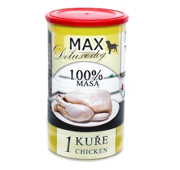 MAX Deluxe Dog 1 kuře, konzerva 1200 g