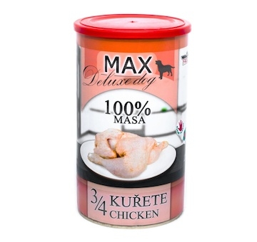 MAX Deluxe Dog 3/4 kuřete, konzerva 1200 g