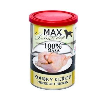 MAX Deluxe Dog kousky kuřete, konzerva 400 g