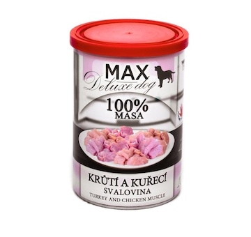 MAX Deluxe Dog krůtí a kuřecí svalovina, konzerva 400 g