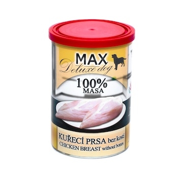 MAX Deluxe Dog kuřecí prsa bez kosti, konzerva 400 g