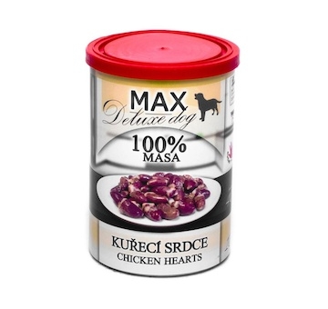 MAX Deluxe Dog kuřecí srdce, konzerva 400 g