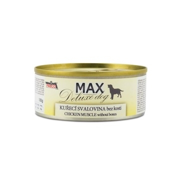 MAX Deluxe Dog kuřecí svalovina bez kosti, konzerva 100 g