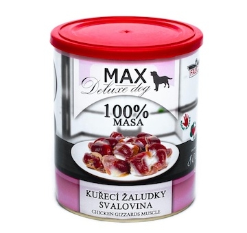 MAX Deluxe Dog kuřecí žaludky - svalovina, konzerva 800 g