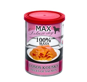 MAX Deluxe Dog losos kousky, konzerva 400 g