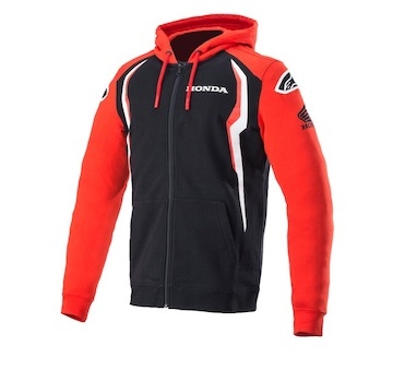 mikina na zip s kapucí HONDA, ALPINESTARS (červená/černá, vel. 3XL)