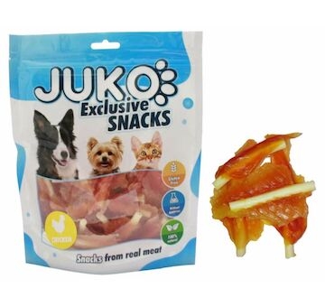 Mini Chicken Soft Jerky with Calcium Bone JUKO Snacks 250 g