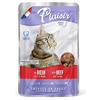 Plaisir Cat hovězí & krocaní, kapsička 100 g 