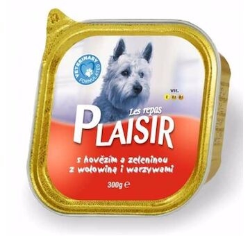 Plaisir Dog hovězí, vanička 300 g  