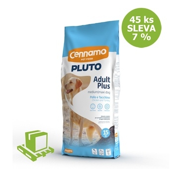 PLUTO Dog Adult Plus Medium/Maxi 15 kg (paleta 45 ks) SLEVA 7 %