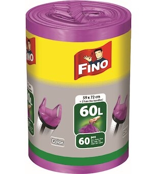 Pytle na odpad FINO HDPE 60l, 60ks/role, s uchy, color