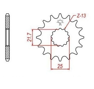 řetězové kolečko pro sekundární řetězy typu 428, JT - Anglie (15 zubů)