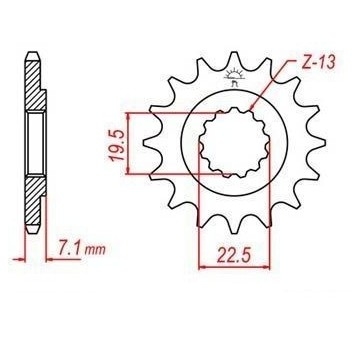 řetězové kolečko pro sekundární řetězy typu 520, JT - Anglie (16 zubů)