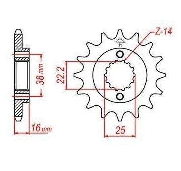 řetězové kolečko pro sekundární řetězy typu 525, JT - Anglie (15 zubů)