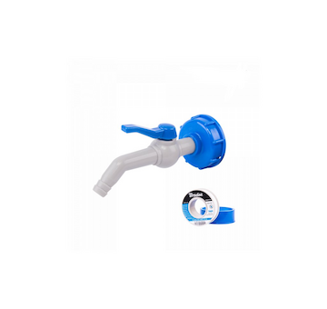 Sada pro kontejner na vodu IBC, kohoutek 45° s připojením IBCS60x6 pro hadice 19mm a PTFE páskou
