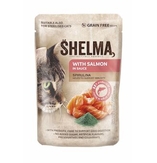 SHELMA Cat losos se spirulinou v omáčce, kapsa 85 g