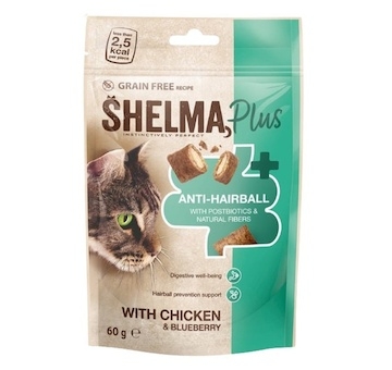 Shelma Cat Snack Anti-hairball polštářky GF 60 g