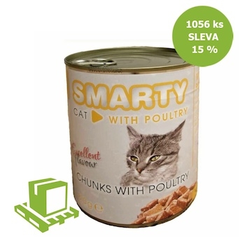 SMARTY Cat Drůbeží chunks, konzerva 810 g (paleta 1056 ks) SLEVA 15 %