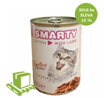 SMARTY Cat Kitten Jehněčí chunks, konzerva 410 g (paleta 2016 ks) SLEVA 15 %