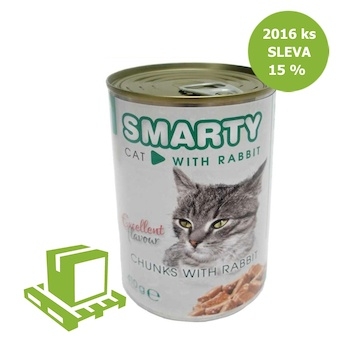 SMARTY Cat Králík chunks, konzerva 410 g (paleta 2016 ks) SLEVA 15 %