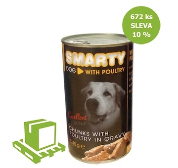 SMARTY Dog Drůbeží chunks, konzerva 1240 g (paleta 672 ks) SLEVA 10 %